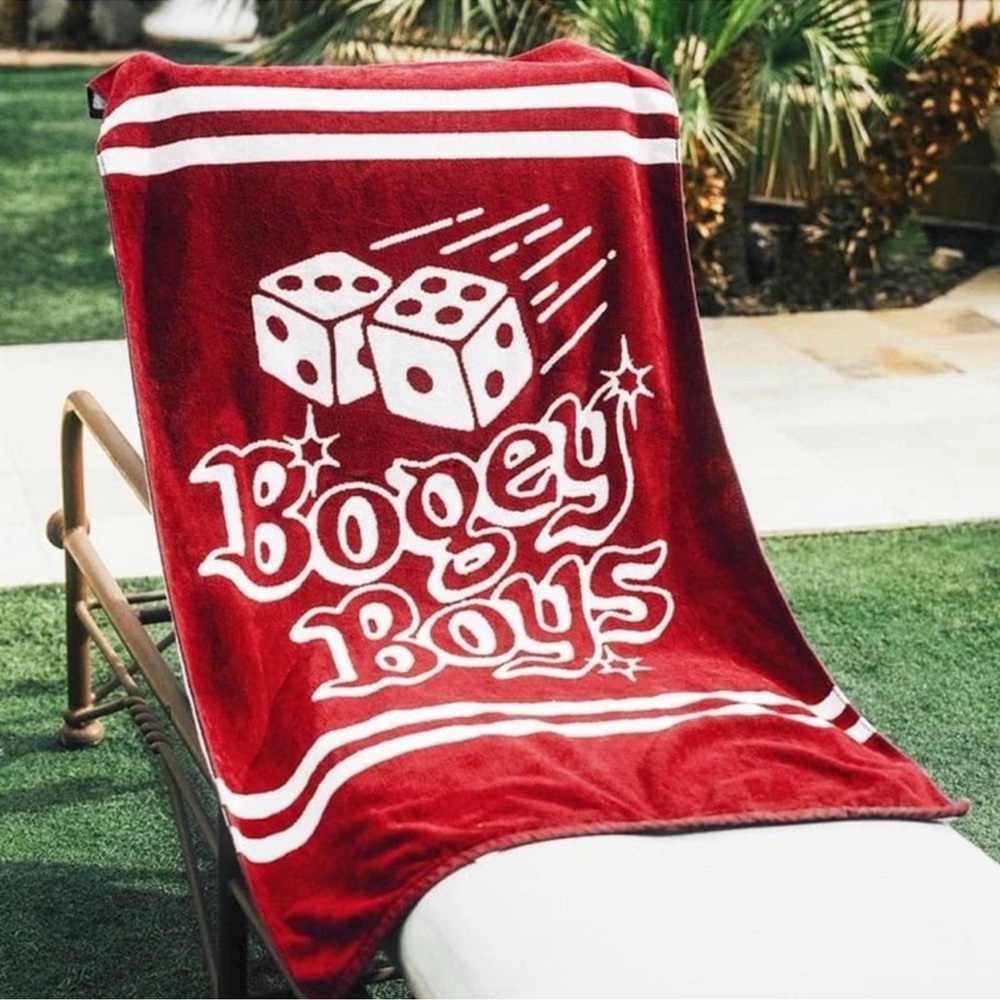 NEW! Bogey Boys Dice Red & White Vegas Collection 100% Cotton Beach Towel